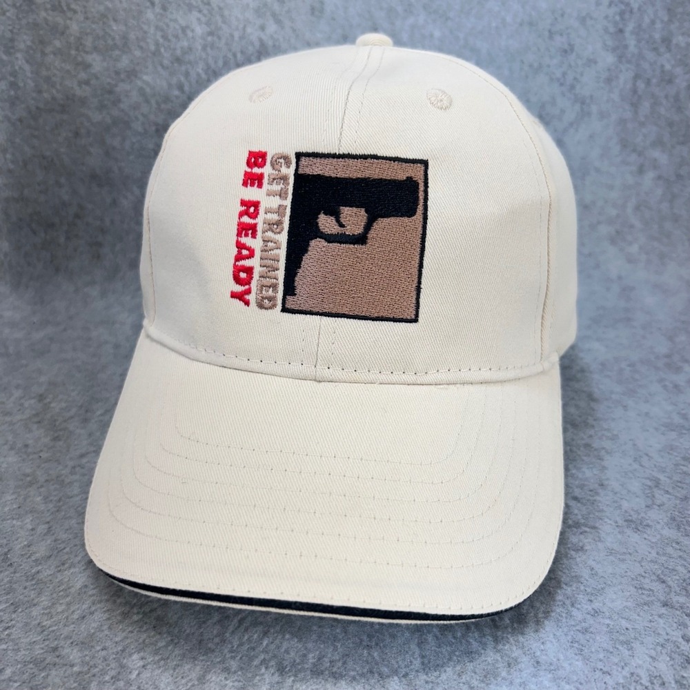 Get Trained Be Ready Mens Tan Quake City Caps Embroidered Gun Hat OSFM